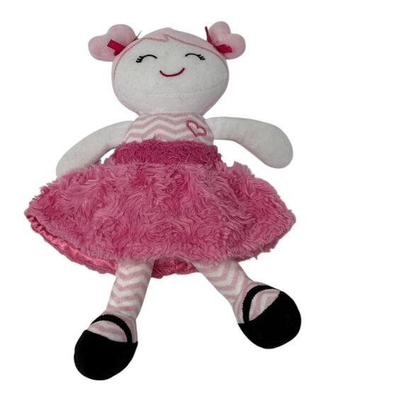 Baby Starters PinkChevron Stripe Marisa Soft Plush Snuggle Buddy Baby Doll 12" - Picture 7 of 12